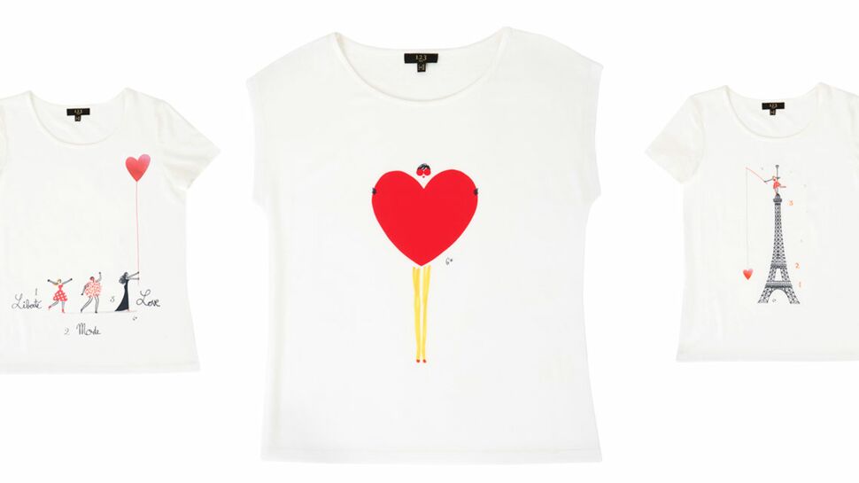 In love des tee-shirts 1.2.3 pour la Saint-Valentin