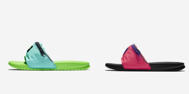 Claquette-banane : Nike ose la fusion improbable ! : Femme ... Claquette-banane : Nike ose la fusion improbable ! : Femme ...