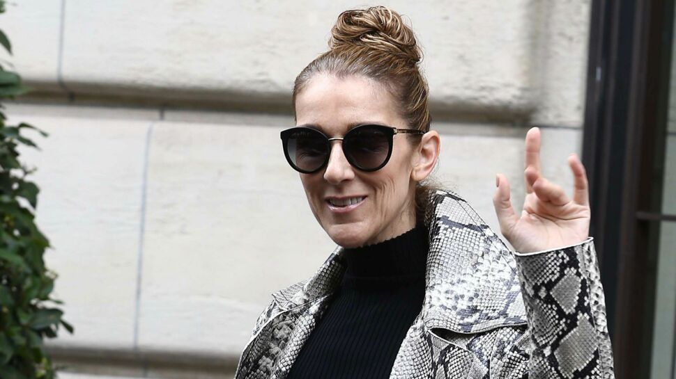 Photos - Céline Dion en manteau et cuissardes python assortis, elle remet ça !