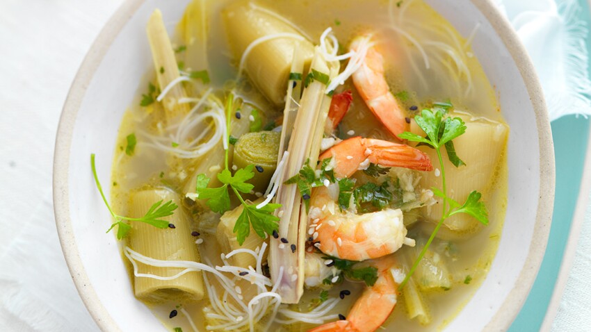 Bouillon Thaï Aux Poireaux, Crevettes Et Citronnelle Rapide : Découvrez ...