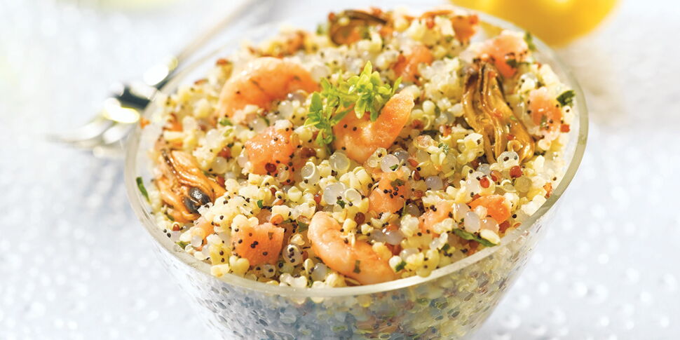 Salade océane aux perles du Japon et quinoa facile et rapide