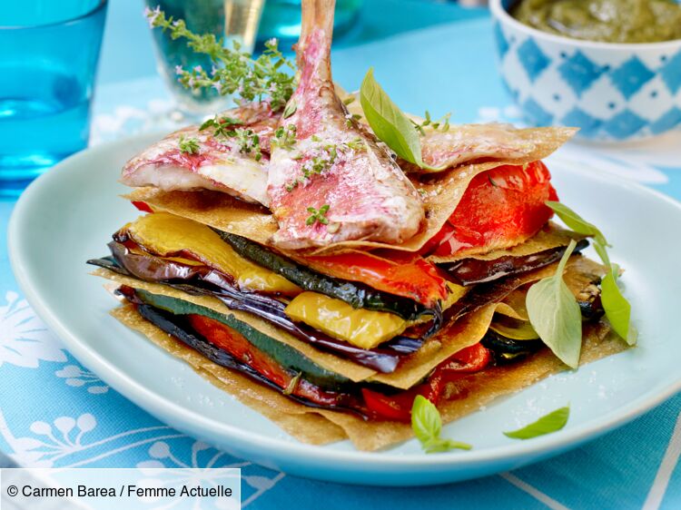 Millefeuille de légumes et rougets au pesto facile et rapide ...