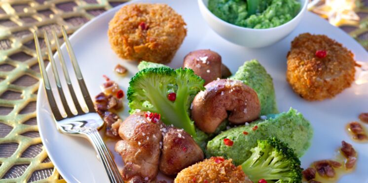 Rognons De Veau De Lait Mousseline De Brocolis Et Croustillants