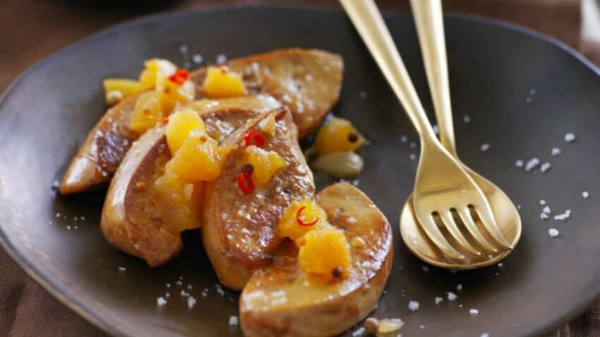 Escalopes de foie gras et chutney d’ananas