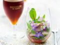 Salade folle foie gras et pétales de fleurs