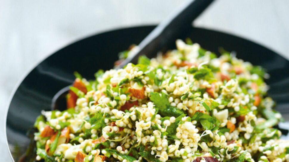 Taboulé de quinoa germé aux amandes et aux herbes