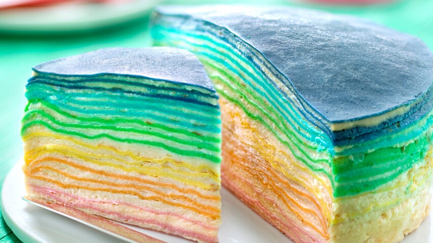 Gateau Millecrepes Arc En Ciel Decouvrez Les Recettes De Cuisine De Femme Actuelle Le Mag