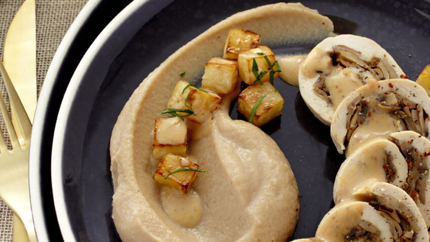 Roule De Volaille Aux Champignons Et Puree Douce Decouvrez Les Recettes De Cuisine De Femme Actuelle Le Mag