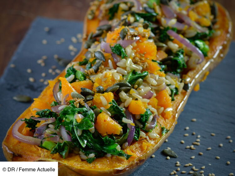 Courge Butternut Farcie Au Riz Complet De Camargue Decouvrez Les Recettes De Cuisine De Femme Actuelle Le Mag