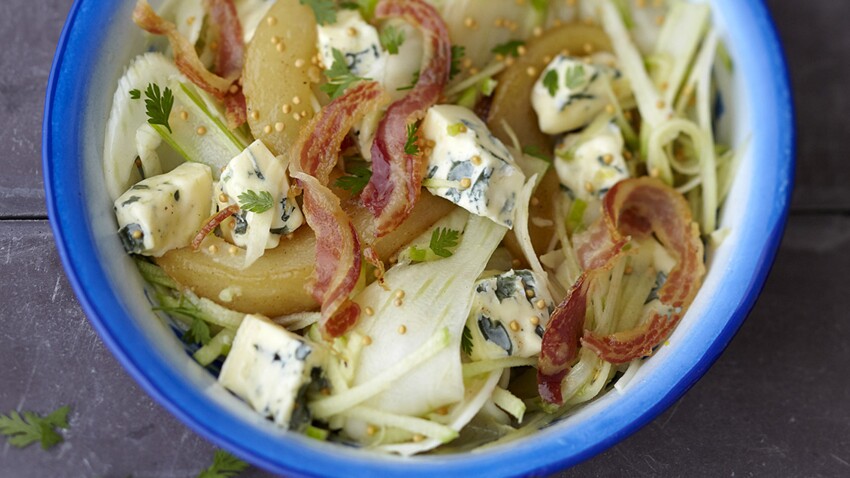 Salade de fenouil croquant au bleu, poire et pancetta Salade de fenouil grillé : découvrez les recettes de cuisine