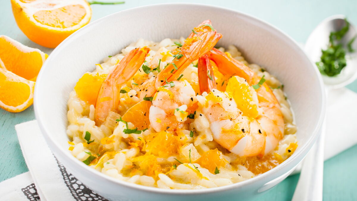 Risotto de gambas à l’orange cuit au robot découvrez les recettes de