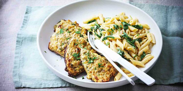 Escalope De Veau Gratinée Et Penne Ail Et Fines Herbes