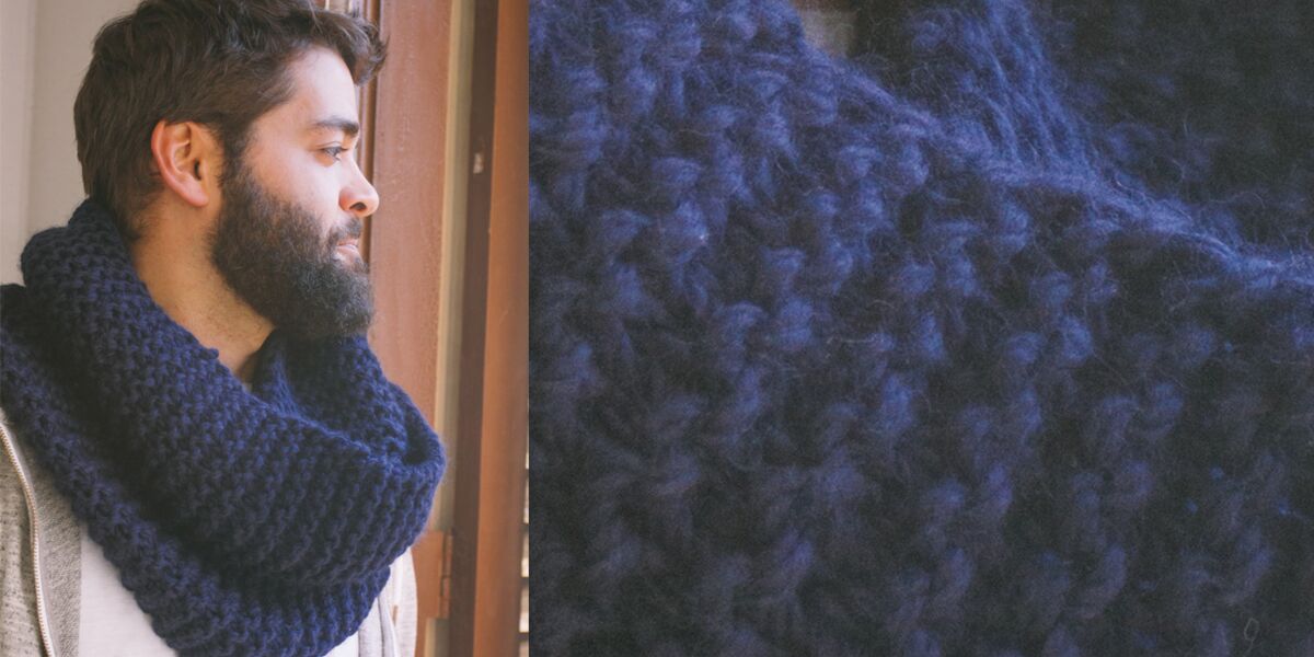 Snood homme tricot bleu : accessoires-homme par didine08