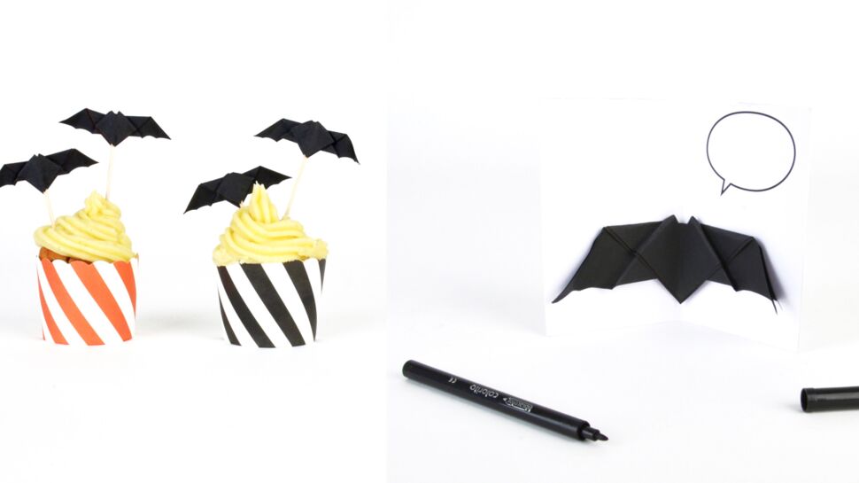 Bricolage d’Halloween : des chauves-souris en papier plié