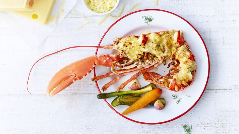 Gratin de homard, à l'Emmental AOP suisse et aux petits légumes de saison