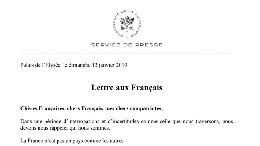 la lettre de macron aux français