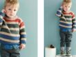 Tricot gratuit : Le pull à rayures enfant