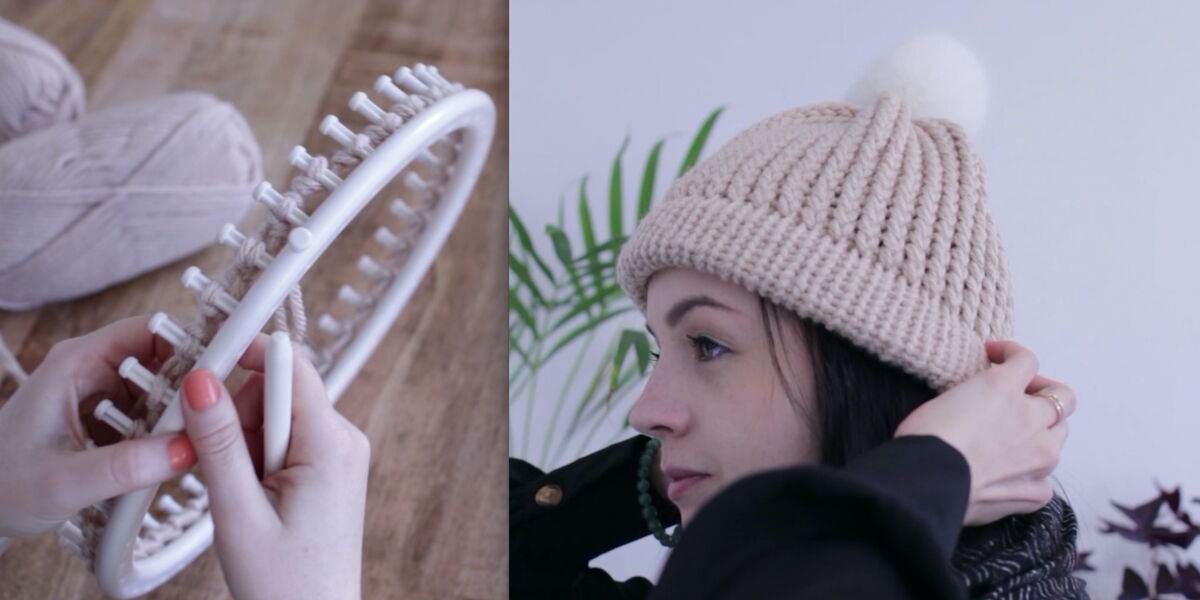Facile Et Rapide Un Bonnet Au Tricotin Geant Femme Actuelle Le Mag