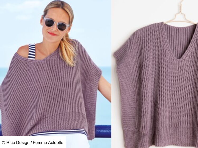 Haut en tricot rayé pour femmes en Noir