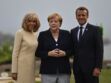 Une photo de Brigitte et Emmanuel Macron avec Angela Merkel associée à un célèbre club libertin