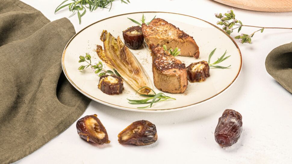 Foie gras chaud, dattes et feuilles d’endives caramélisées d'Alain Passard