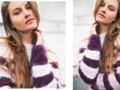 Tricot gratuit : le pull rayé rose et violet