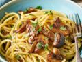Spaghettis carbonara aux champignons