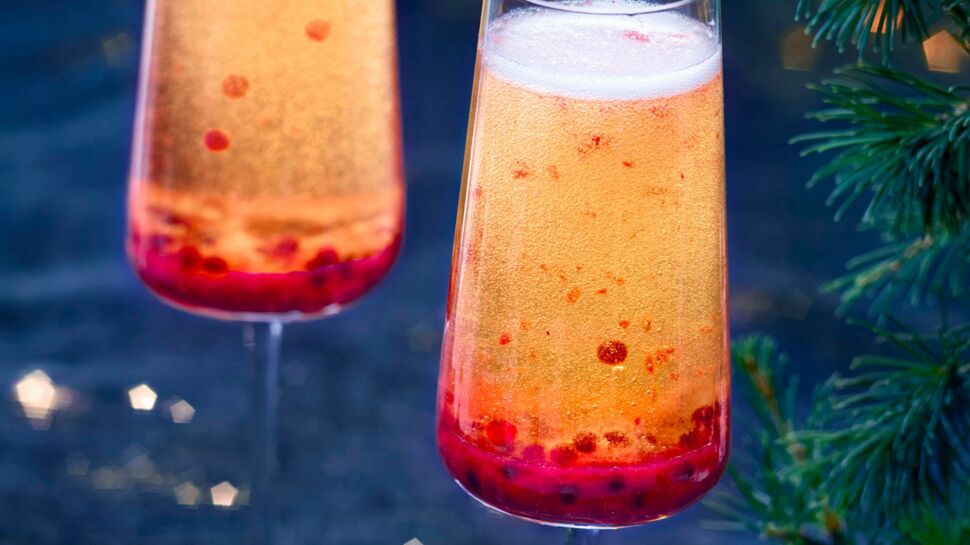 Cocktail de fête Champagne & framboises