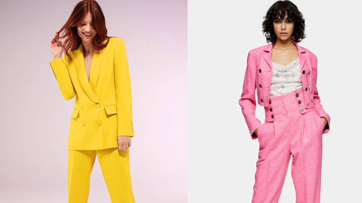 Tailleur pantalon tendance rouge rose vert jaune les plus