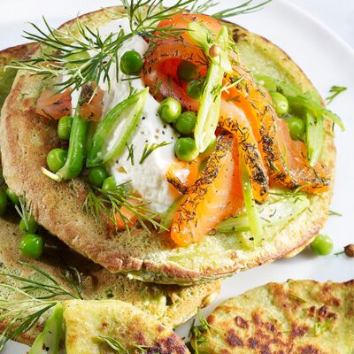 Pancakes De Petits Pois Au Saumon Decouvrez Les Recettes De Cuisine De Femme Actuelle Le Mag