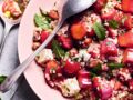 Salade de quinoa à la rhubarbe rôtie