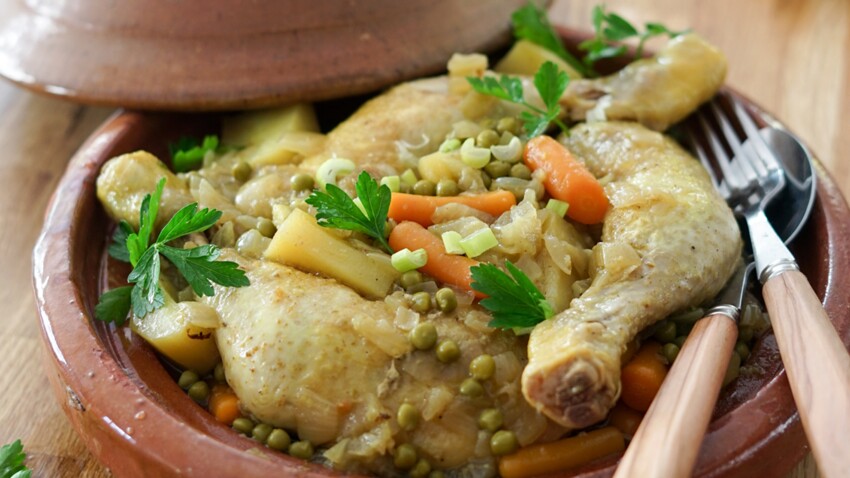 Tajine De Poulet Petits Pois Et Carottes Decouvrez Les Recettes De Cuisine De Femme Actuelle Le Mag