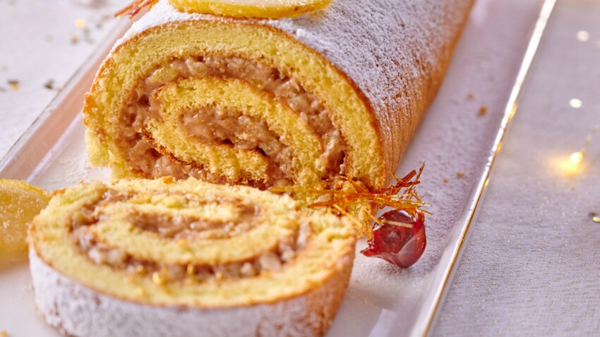 Biscuit Roule Au Praline Noisette Et Confit De Citron Decouvrez Les Recettes De Cuisine De Femme Actuelle Le Mag