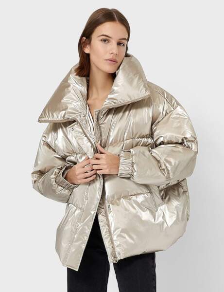Trendy şişme ceket: metalik