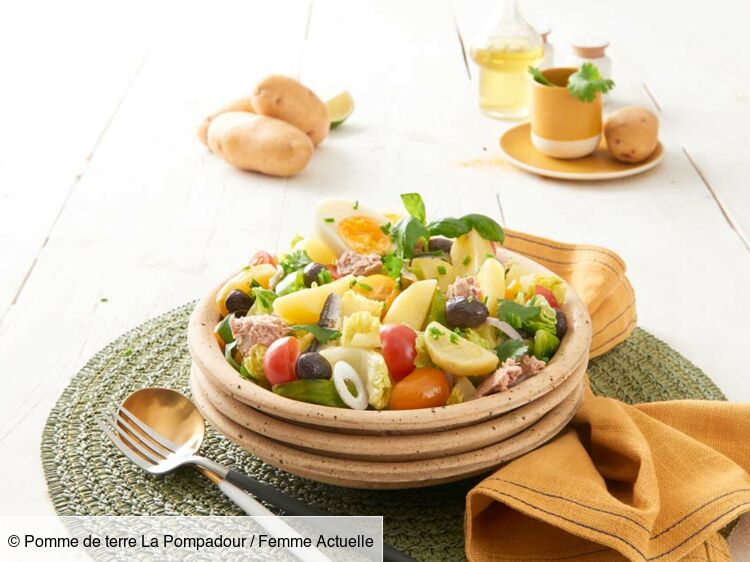 Salade de pommes de terre Pompadour à la niçoise rapide : découvrez les