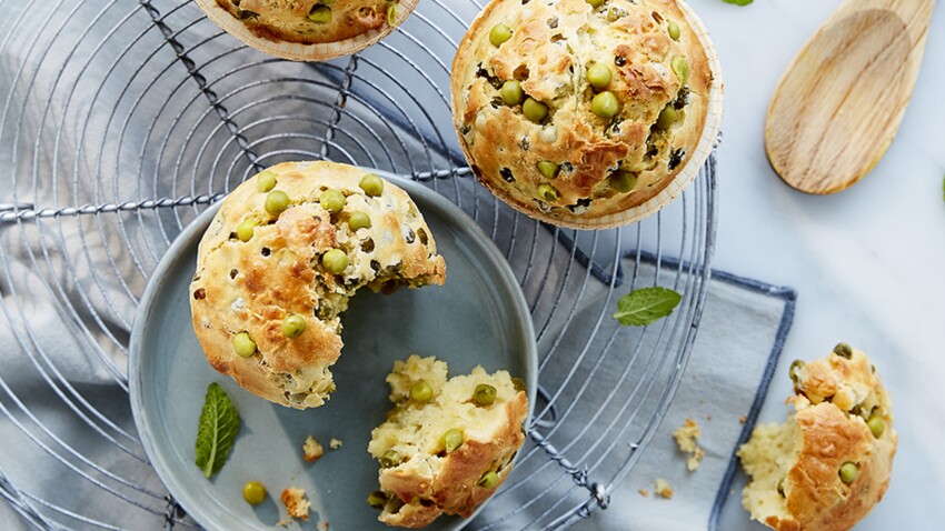 Muffins Aux Petits Pois Menthe Fraiche Et Parmesan Decouvrez Les Recettes De Cuisine De Femme Actuelle Le Mag