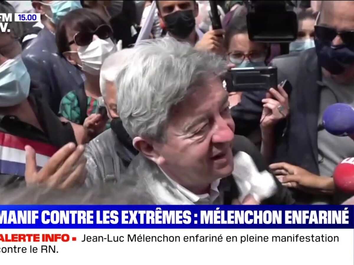 Je suis vivant, tout va bien : Jean-Luc Mélenchon enfariné à la Marche des libertés