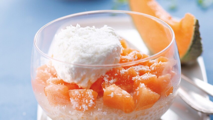 Verrines De Melon De Nos Regions Perle Du Japon A La Noix De Coco Mousse Coco Decouvrez Les Recettes De Cuisine De Femme Actuelle Le Mag