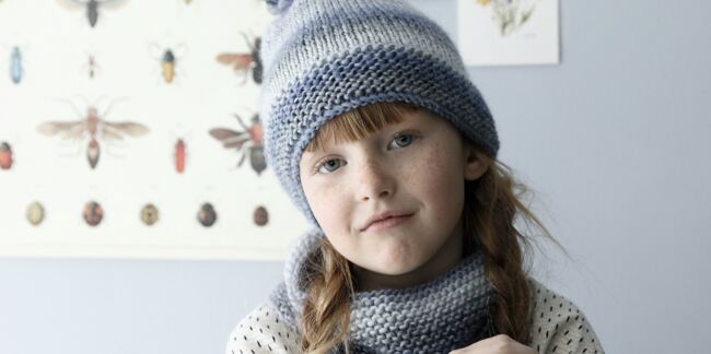 Comment faire un bonnet enfant et son snood en jersey et point mousse ?