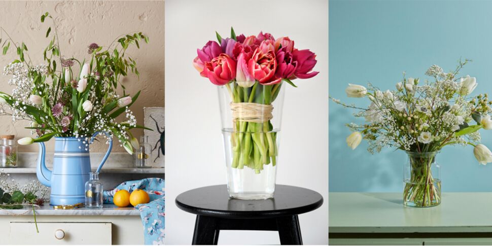 Trois idées de bouquets avec des tulipes