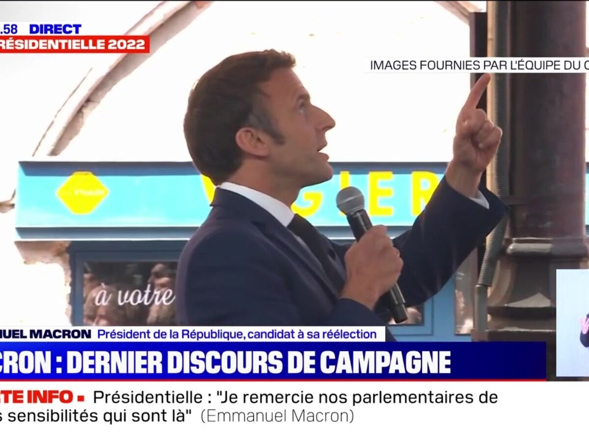 "Soyez respectueux" : Emmanuel Macron agacé par des revendicateurs pendant son dernier meeting