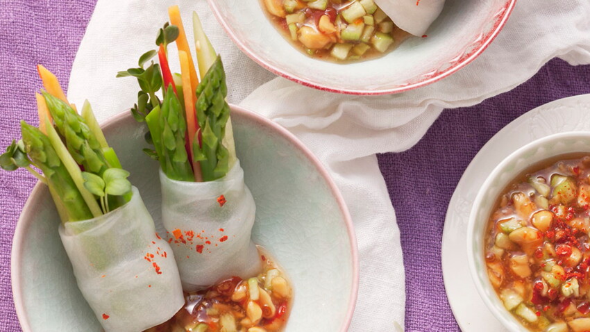 Rouleaux de printemps, sauce aigre-douce à la pomme verte facile et