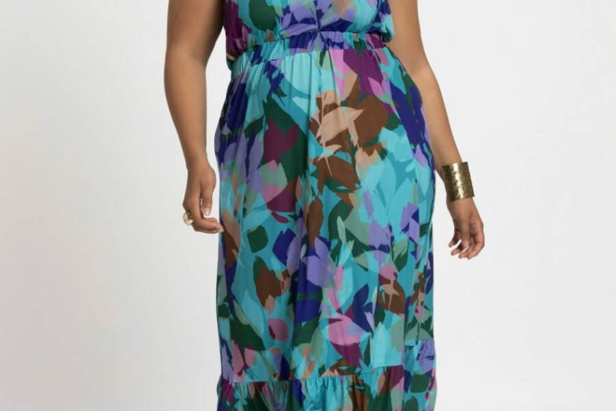 Robe Grande Taille Imprimée Vert - Longueur 115 Cm - Taille 4XL - Occasion Très Bon état