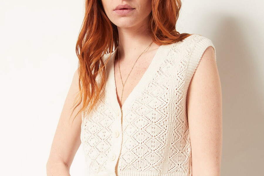 Top crochet à manches courtes