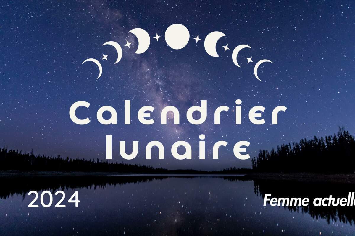 Calendrier Lunaire De L'année 2024 Sur Fond De Ciel Nocturne
