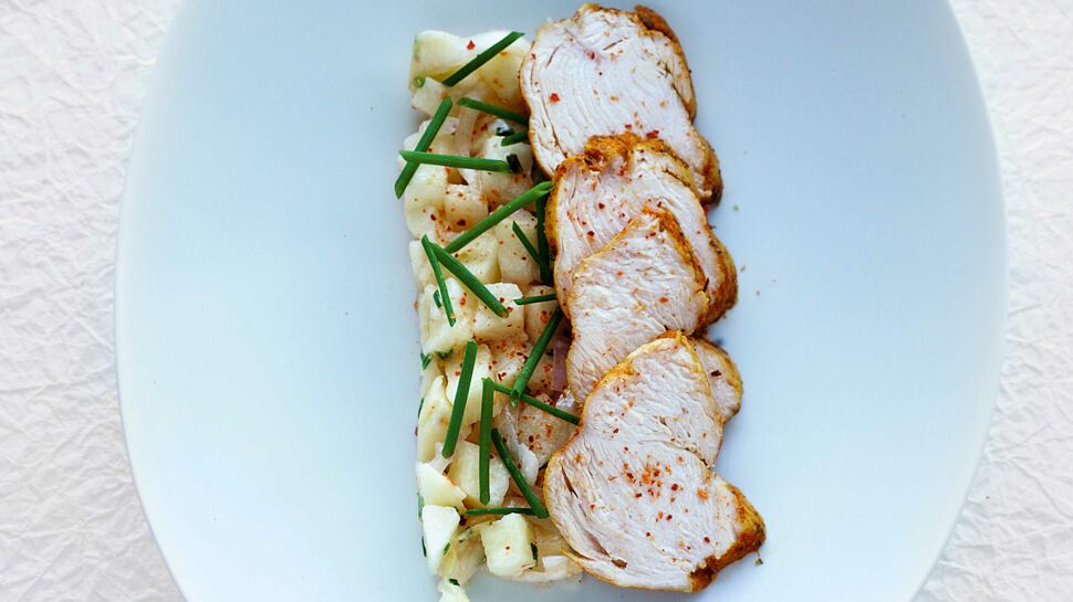 Recette légère : poulet aux épices et salade d'endives aux pommes