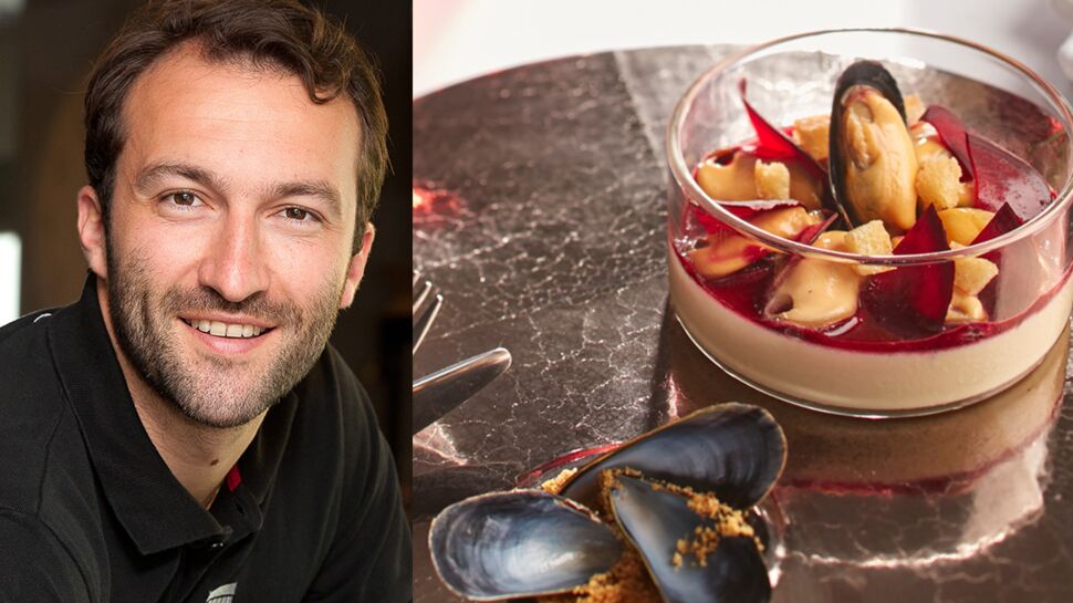 Verrine de foie gras en panna cotta et moule marinière de Cédric Béchade