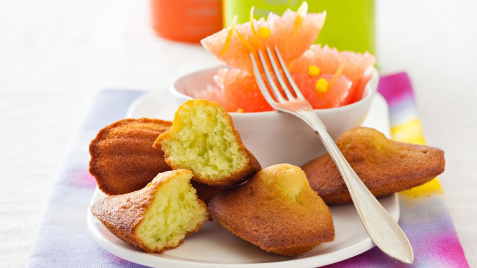 Salade de pomelo et ses madeleines au thé vert