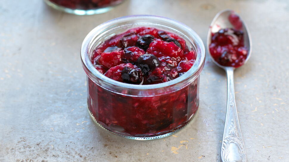 Purée de myrtilles et de framboises