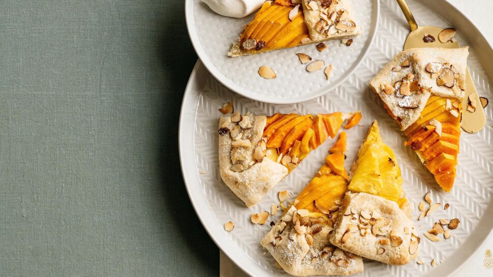 Tarte aux fruits exotiques et aux amandes